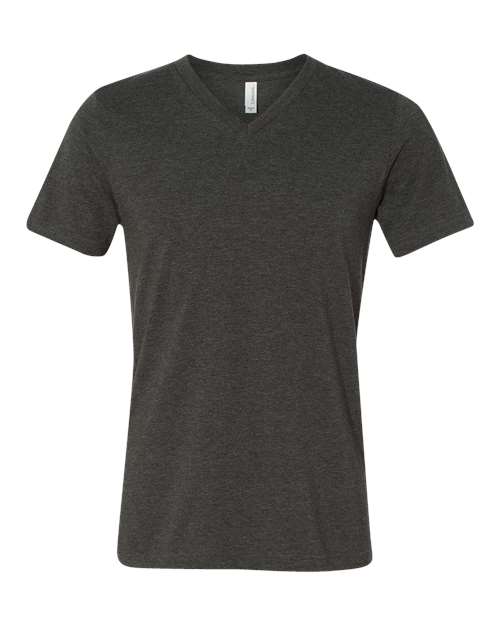 Unisex Heather CVC V-Neck Tee — Dark Grey Heather