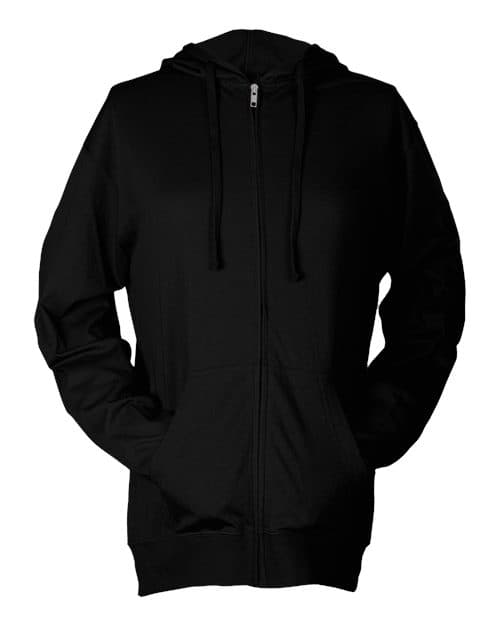 Unisex Beach Full-Zip Hooded Long Sleeve T-Shirt — Black
