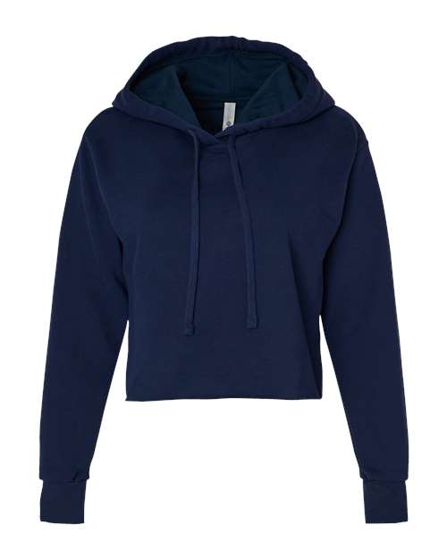 Women's Laguna Sueded Raw Edge Crop Hoodie Sweatshirt — Midnight Navy