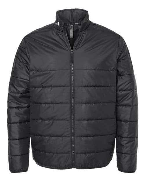 Men's 3-Stripes Puffer Full-Zip Jacket — Black
