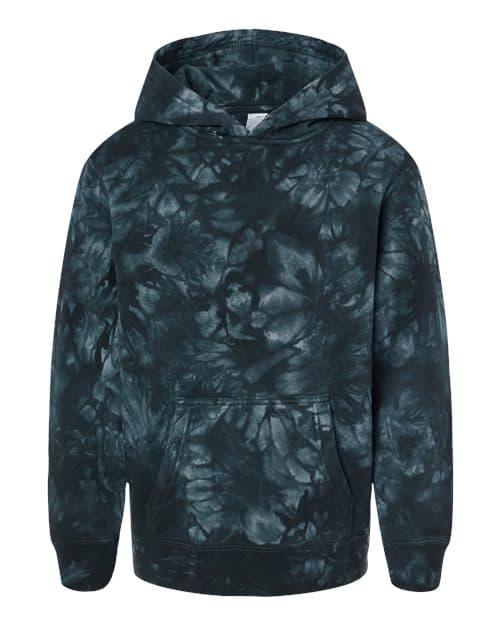 Youth Midweight Tie-Dyed Hooded Sweatshirt — Tie Dye Black
