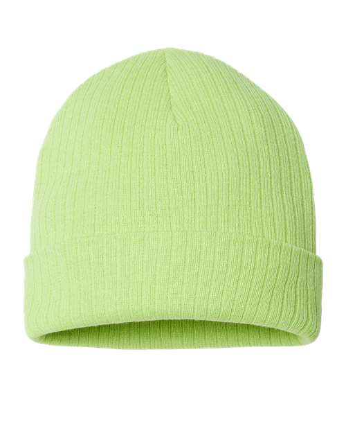 Sustainable Rib Cuffed Beanie — Acid Green