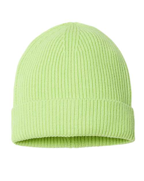 Sustainable Fine Rib Cuffed Beanie — Acid Green