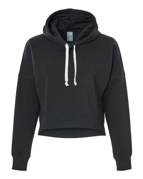 Women's Crop Hooded Sweatshirt — Black Solid