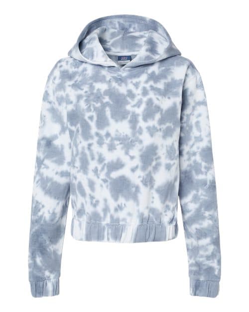 Women's Sueded Fleece Tie-Dyed Crop Hooded Sweatshirt — Stonewash
