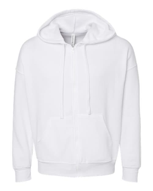 Unisex Sponge Fleece DTM Full-Zip Hoodie Sweatshirt — White