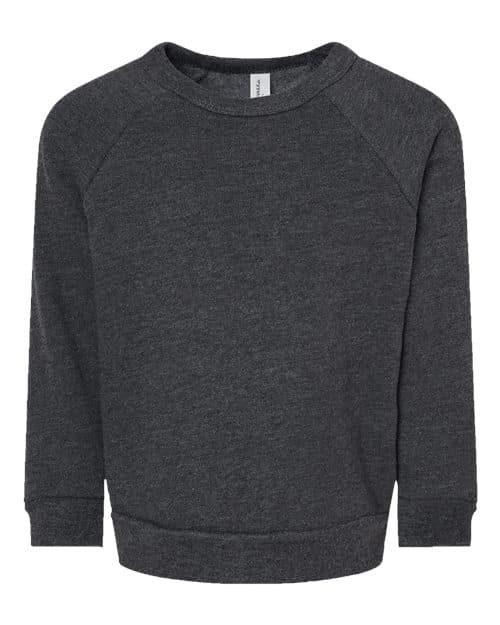 Toddler Sponge Fleece Raglan Crewneck Sweatshirt — Dark Grey Heather