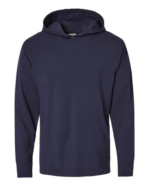 Unisex Garment-Dyed Jersey Hooded Long Sleeve T-Shirt — Anchor Slate