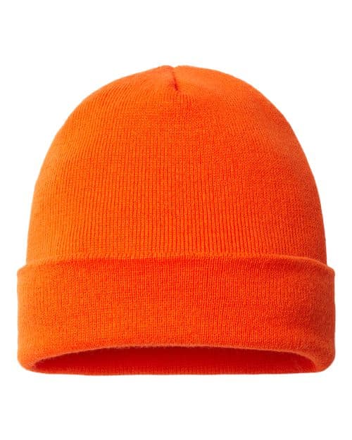 USA-Made 12" Cuffed Beanie — Deep Orange