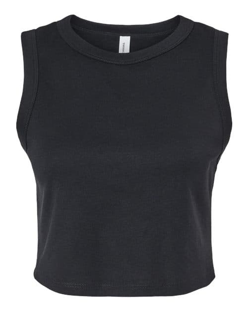 Women's Micro Rib Muscle Crop Tank — Solid Black Blend