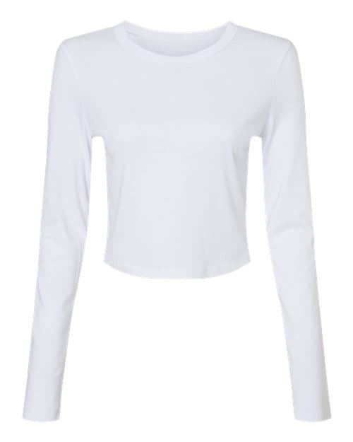 Women's Micro Rib Long Sleeve Baby Tee — Solid White Blend