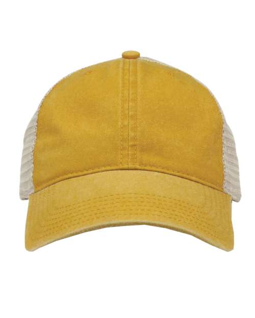 Pigment-Dyed Trucker Cap — Mustard Yellow/ Stone