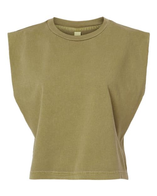 Women's Garment-Dyed Heavyweight Muscle Tee — Faded Army