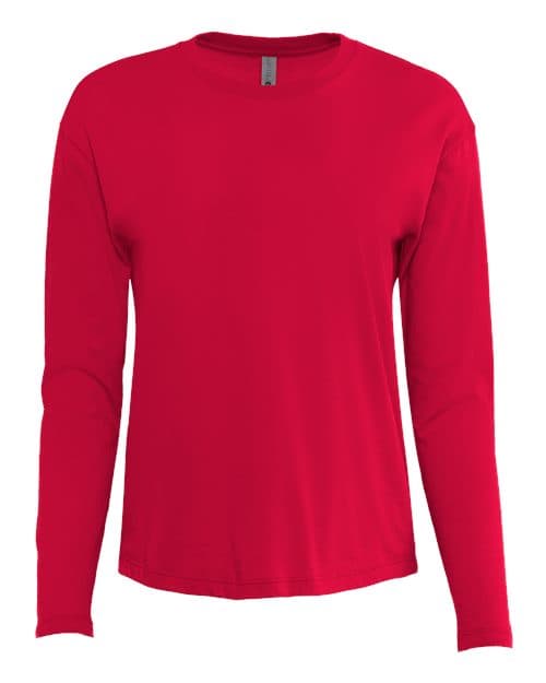 Women's Cotton Relaxed Long Sleeve T-Shirt — Red