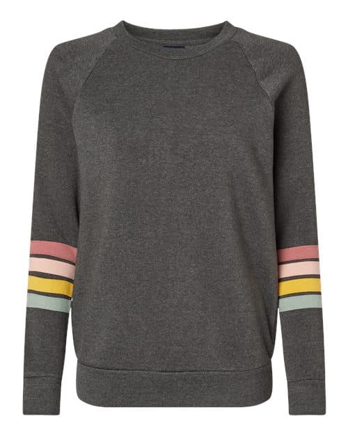 Women's Striped Sleeves Crewneck Sweatshirt — Charcoal