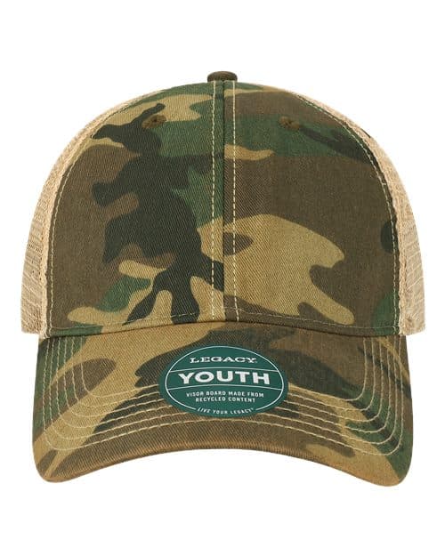 Youth Old Favorite Trucker Cap — Army Camo/ Khaki