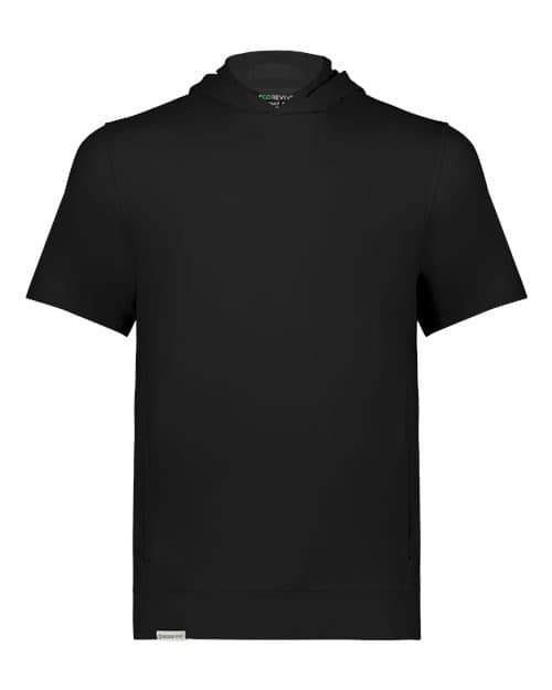 Youth Eco Revive™ Ventura Soft Knit Short Sleeve Hooded Sweatshirt — Black