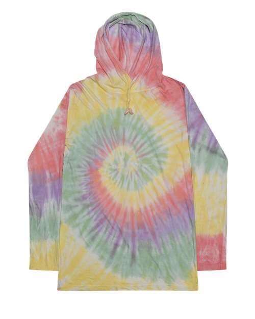 Unisex Tie-Dyed Hooded Long Sleeve T-Shirt — Zen Rainbow