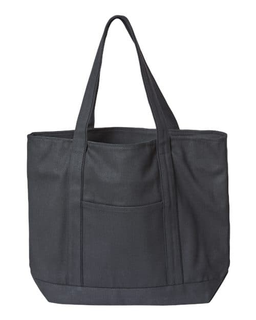 XL Zippered Cotton Canvas Resort Tote — Black/ Black