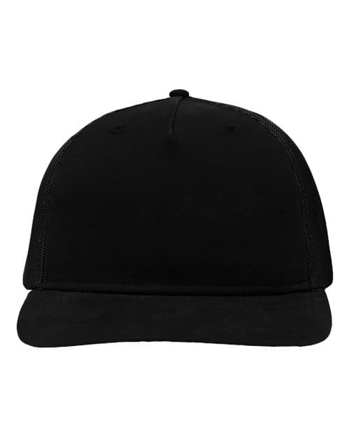 Modern Five-Panel Trucker Fit Cap — Black/ Black