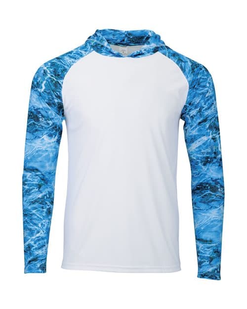 Men's Biloxi Performance Colorblocked Hooded Long Sleeve T-Shirt — Nautical