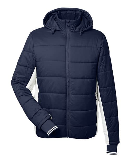 Men's Nautical Mile Hooded Puffer Jacket — Navy/ Antique White