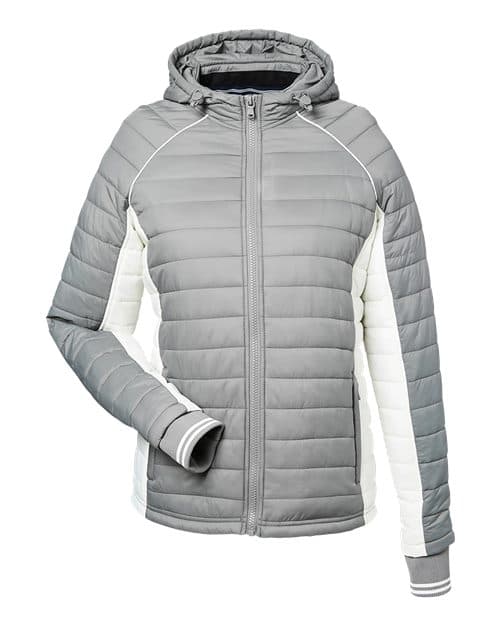 Women's Nautical Mile Hooded Puffer Jacket — Graphite/ Antique White
