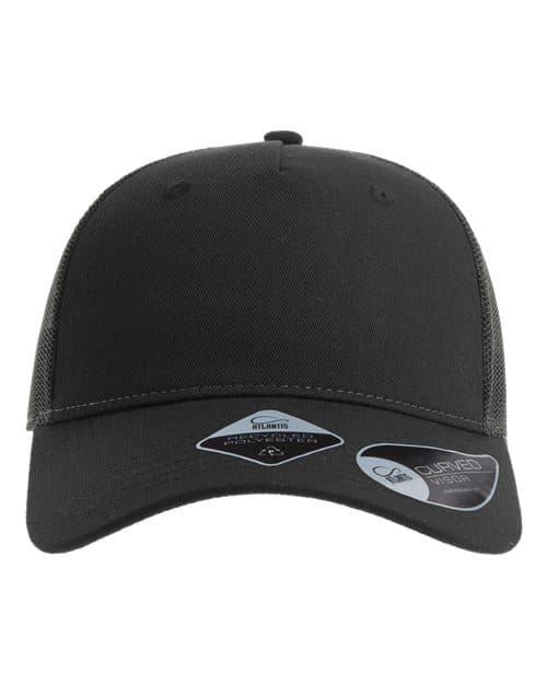 Sustainable Five-Panel Trucker Cap — Black/ Dark Grey