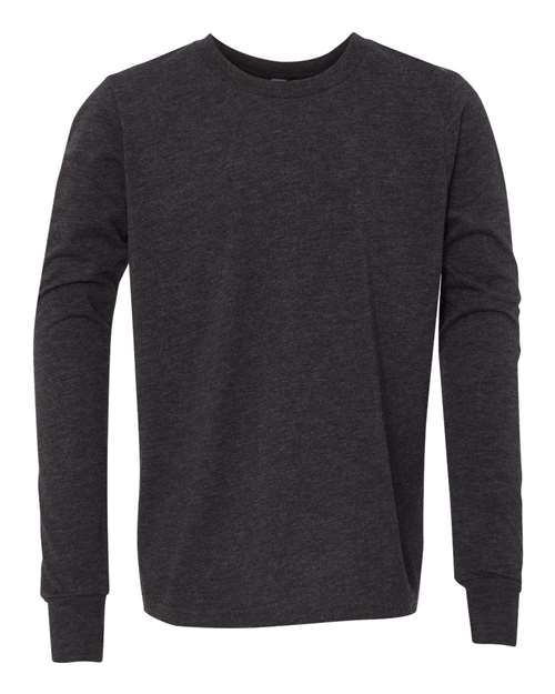 Youth Triblend Long Sleeve Tee — Charcoal Black Triblend