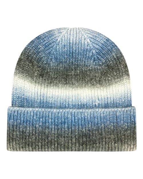 Tie-Dyed Ribbed Beanie — Blue Ice