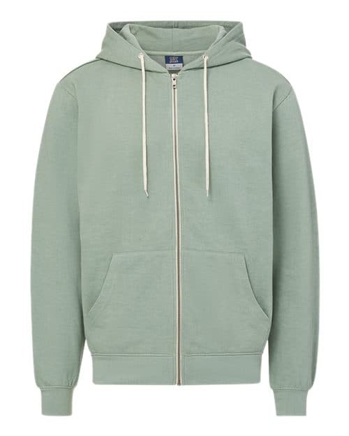 Unisex Retro Heather Full-Zip Hooded Sweatshirt — Greenstone