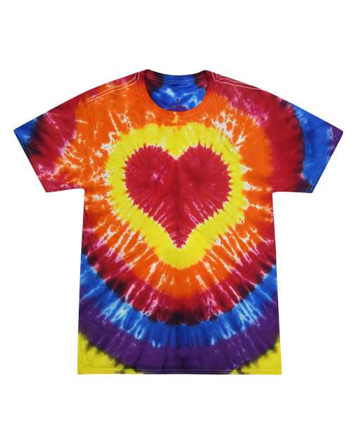Youth Shapes Tie-Dyed T-Shirt — Multicolor Heart