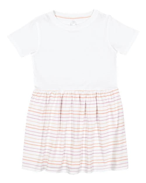 Toddler Fine Jersey Dress — White/ Lilac Stripe