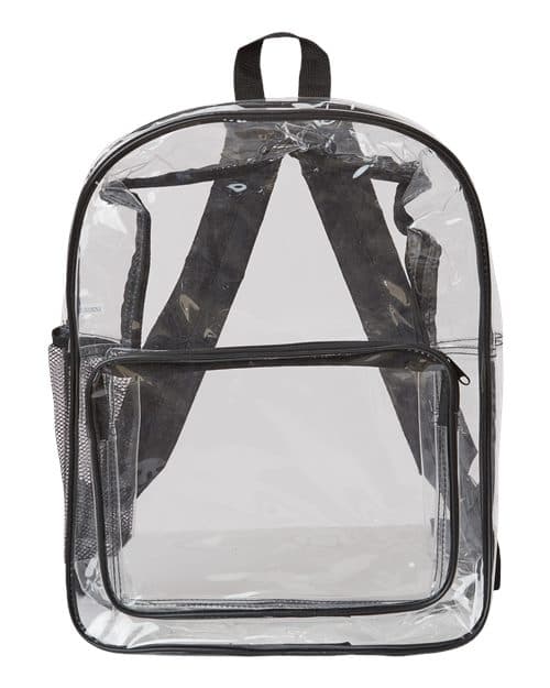 Large 17" Heavy Duty Clear Backpack — Black