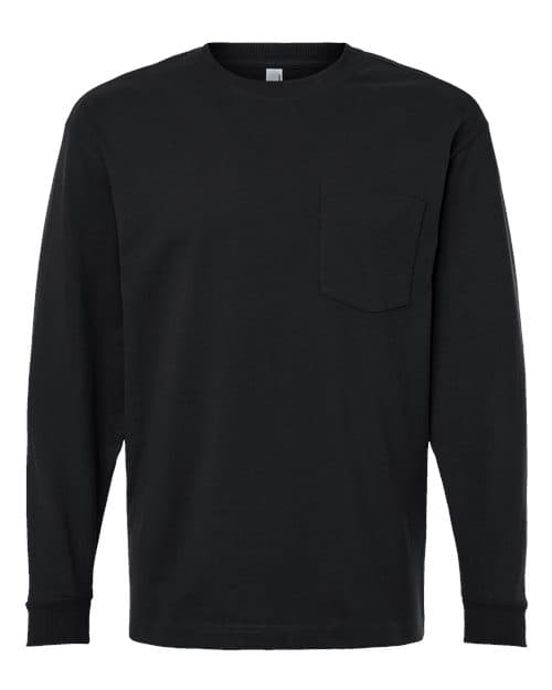 Unisex Super Heavyweight Long Sleeve Pocket Tee — Black