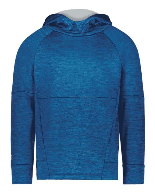 Youth All-Pro Performance Fleece Hooded Sweatshirt — Royal Heather/ Silver