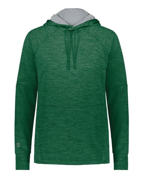 Women's All-Pro Performance Fleece Hooded Sweatshirt — Dark Green Heather/ Silver