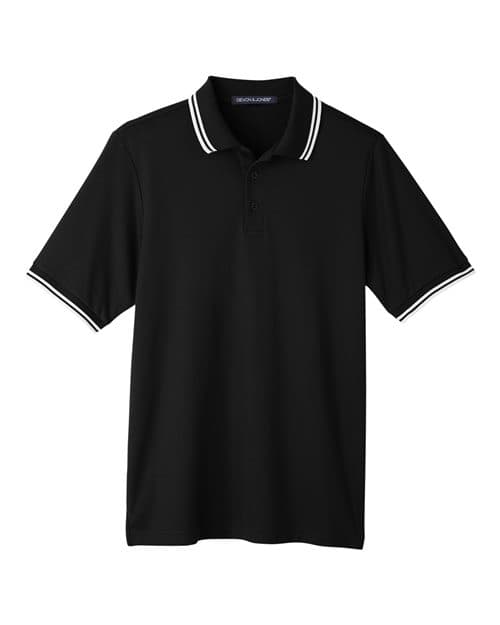 Men's CrownLux Performance® Plaited Tipped Polo — Black/ White