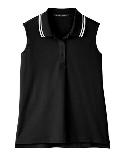 Women's CrownLux Performance® Plaited Tipped Sleeveless Polo