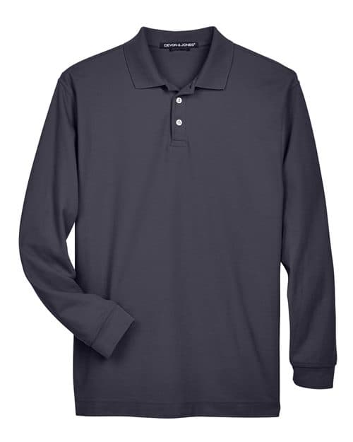 Men's Pima Piqué Long Sleeve Polo — Navy