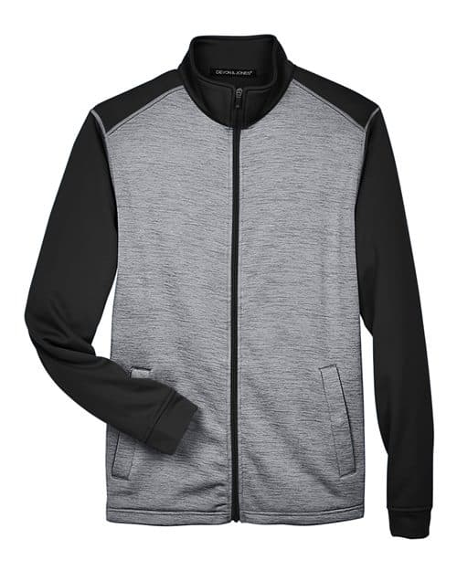 Men's Newbury Colorblock Mélange Fleece Full-Zip jacket — Black Heather/ Dark Grey Heather