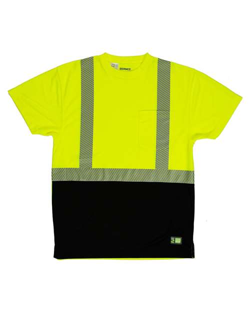 Men's Hi-Vis Class 2 Color Blocked Pocket T-Shirt — Hi Vis Yellow