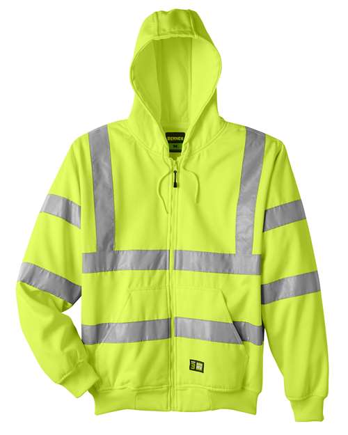 Men's Berne Hi-Vis Class 3 Lined Hooded Sweatshirt — Yellow