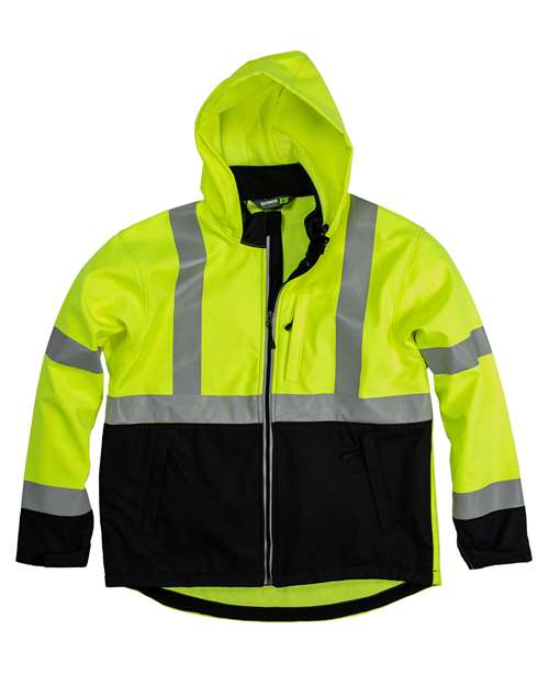 Men's Hi-Vis Class 3 Hooded Soft Shell Jacket