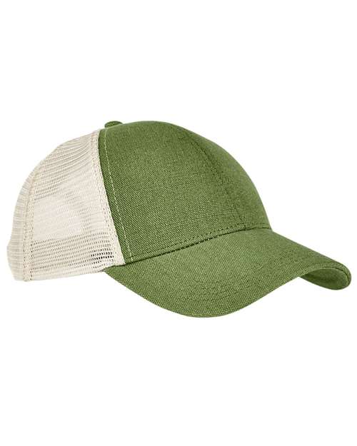 Structured Hemp Trucker Cap — Olive/ Oyster