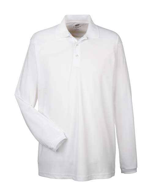 Men's Cool & Dry Long Sleeve Mesh Piqué Polo — White