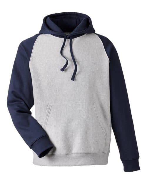 Unisex Zone HydroSport™ Heavyweight Colorblock Hooded Sweatshirt — Athletic Heather/ Sport Dark Navy