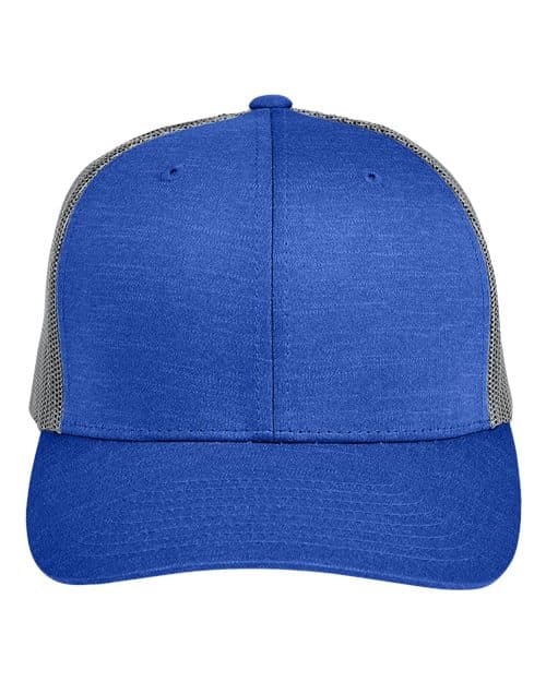 Zone Sonic Heather Trucker Cap by Yupoong — Sport Royal Heather/ Sport Graphite