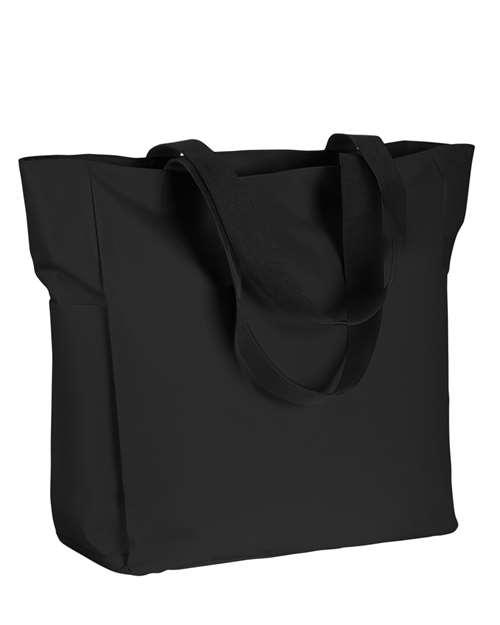 Polyester Zip Tote — Black