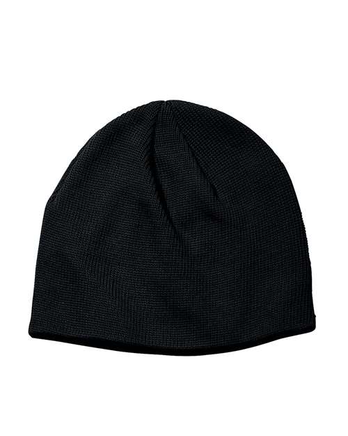 Thin Rib 9" Beanie — Black